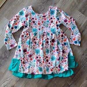 Floral Long Sleeve Dress with Ruffle Hem
